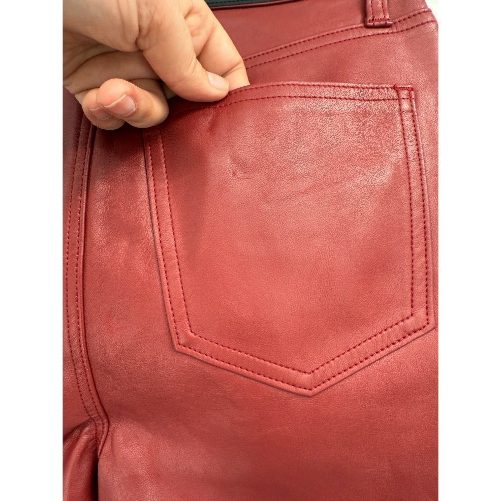 Pistola Pants Women's 26 Red Faux Leather Straight Crop‎ Holiday Grunge Chic NWT - Picture 9 of 13